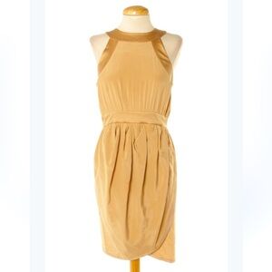 Bebe Gold Halter Neck Wrap Sheath Mini Dress with gorgeous details
